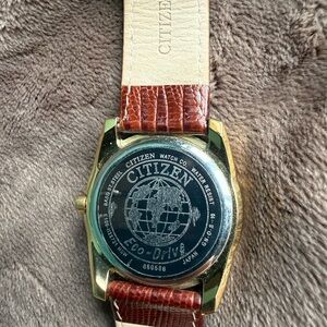 Citizen Eco-Drive Gold Case Brown Strap Watch